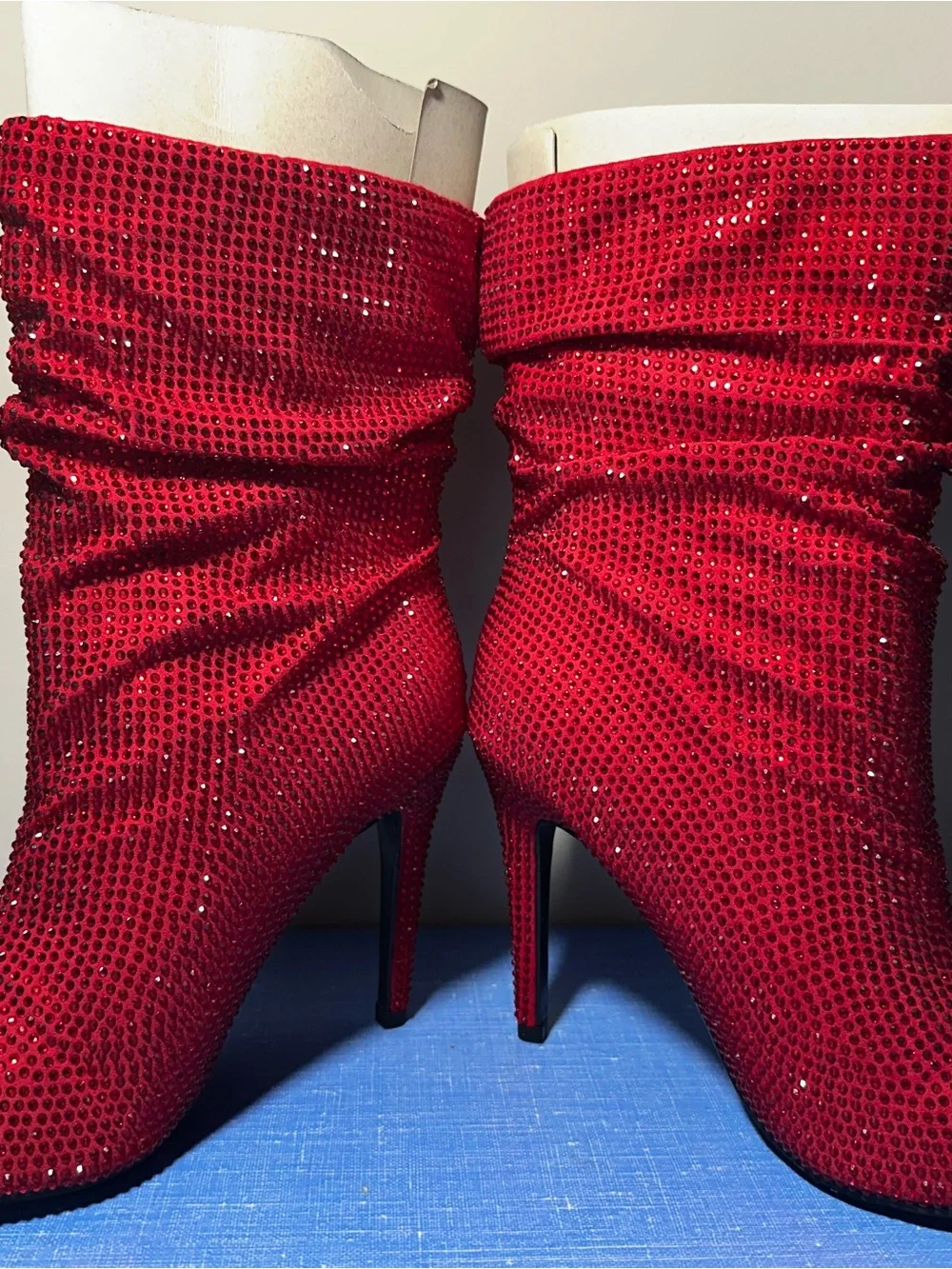 Nine West Red Crystal Slouch Stiletto Boots - Picture 3 of 12
